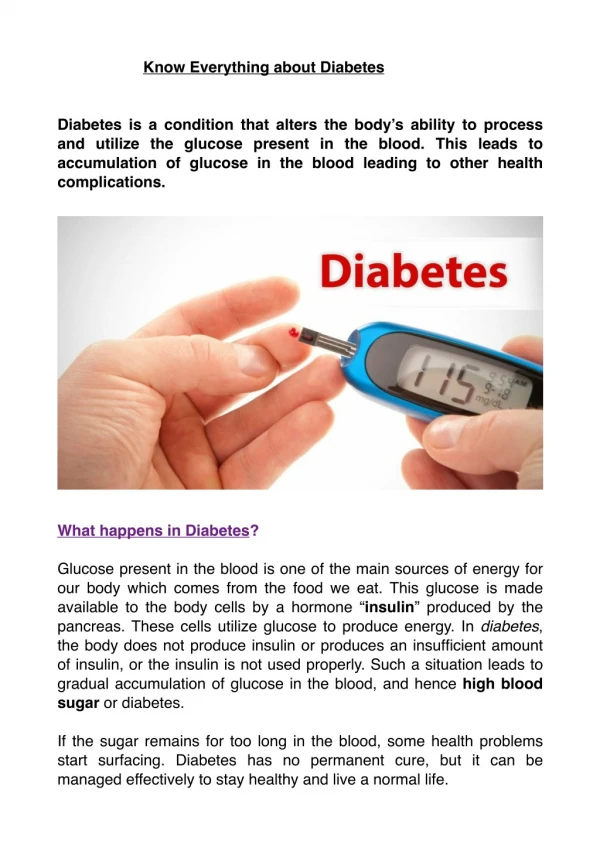 What You Should Know About Diabetes