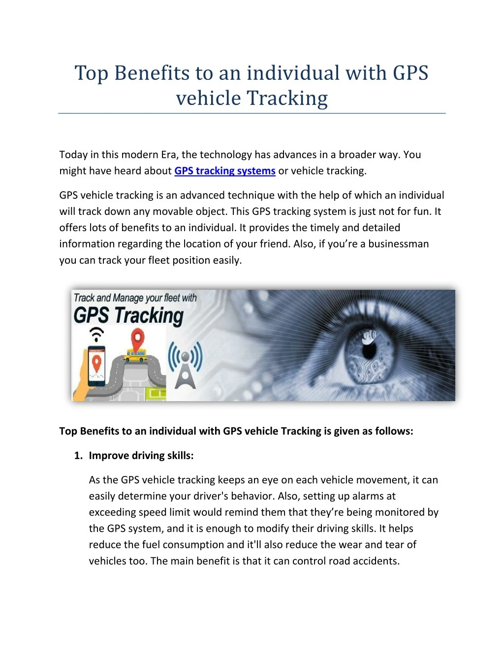 top benefits to an individual with gps vehicle