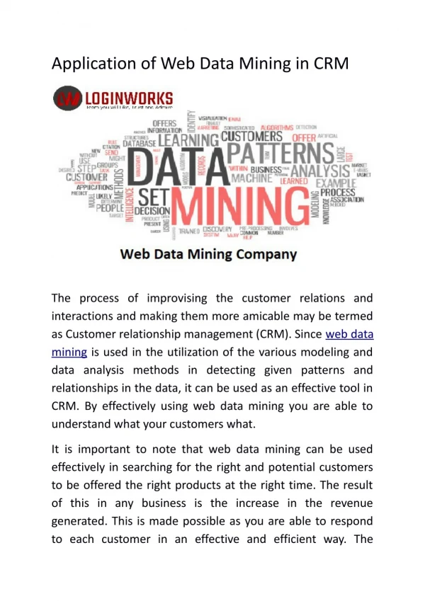 Application of Web Data Mining in CRM