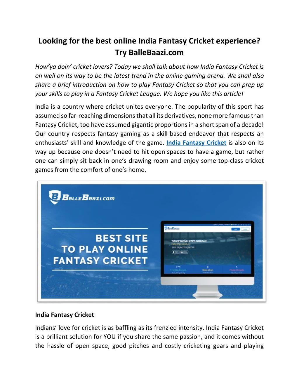 looking for the best online india fantasy cricket