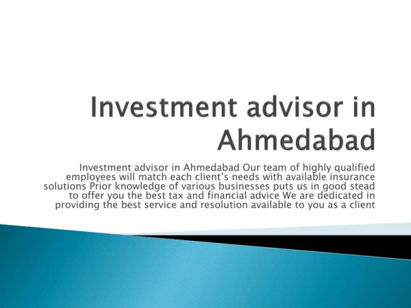 Investment advisor in Ahmedabad