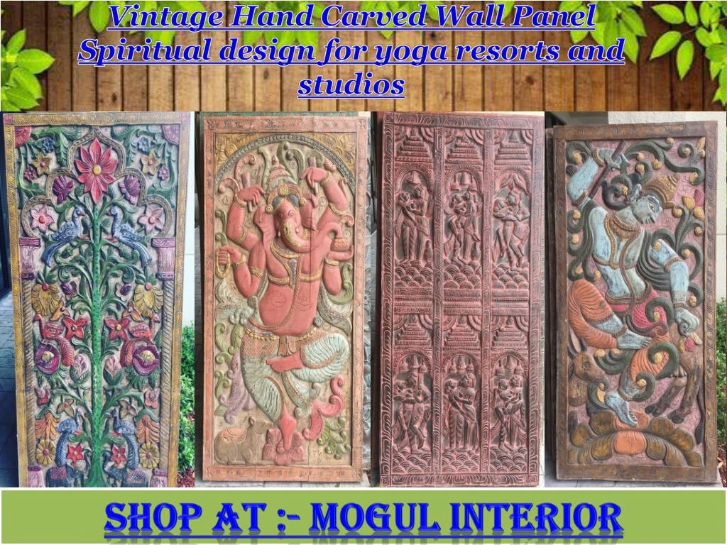 vintage hand carved wall panel spiritual design