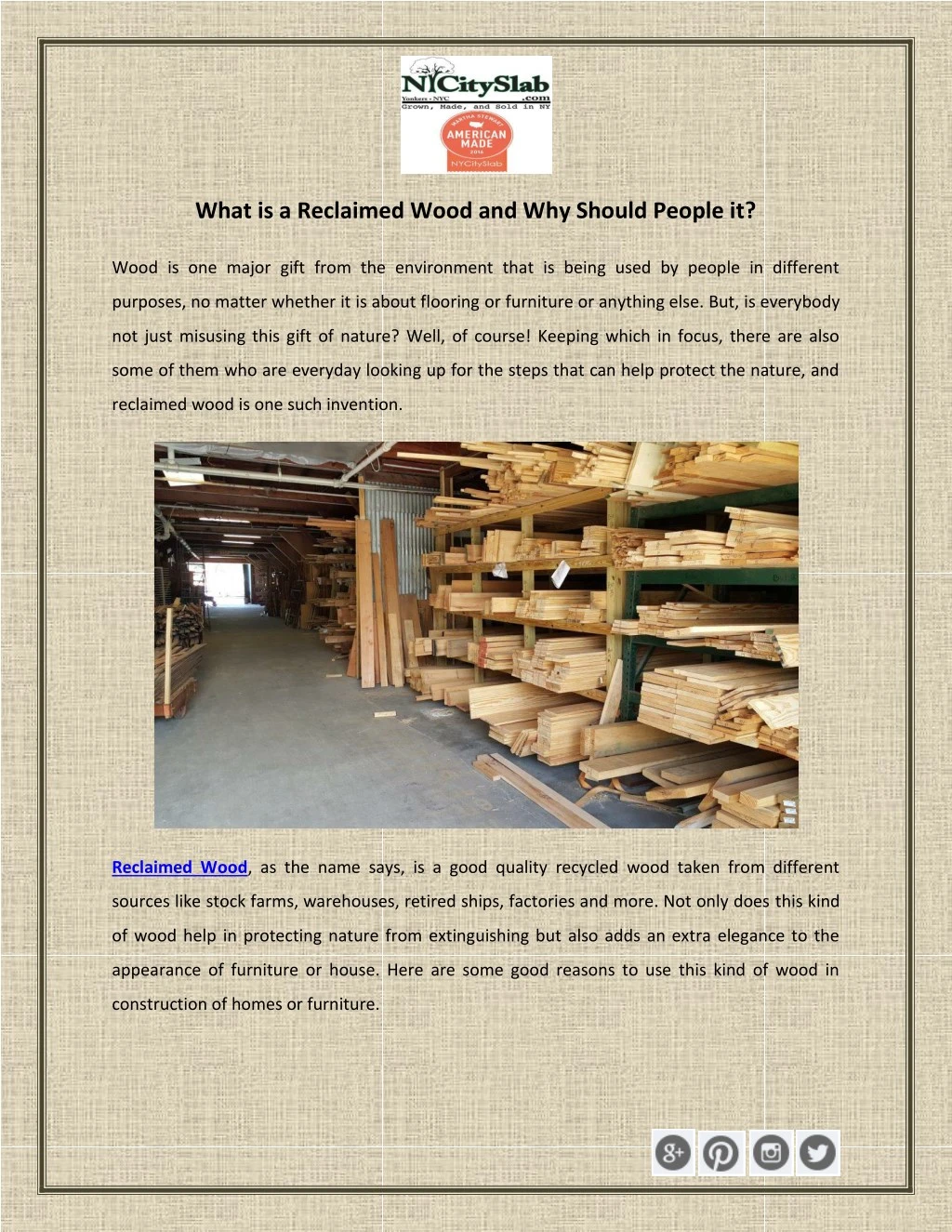 what is a reclaimed wood and why should people it