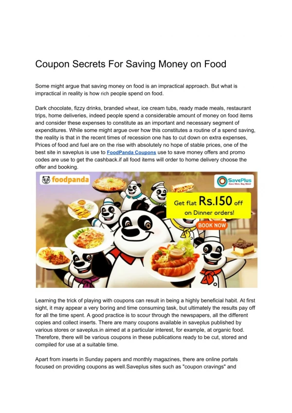 Coupon Secrets For Saving Money on Food