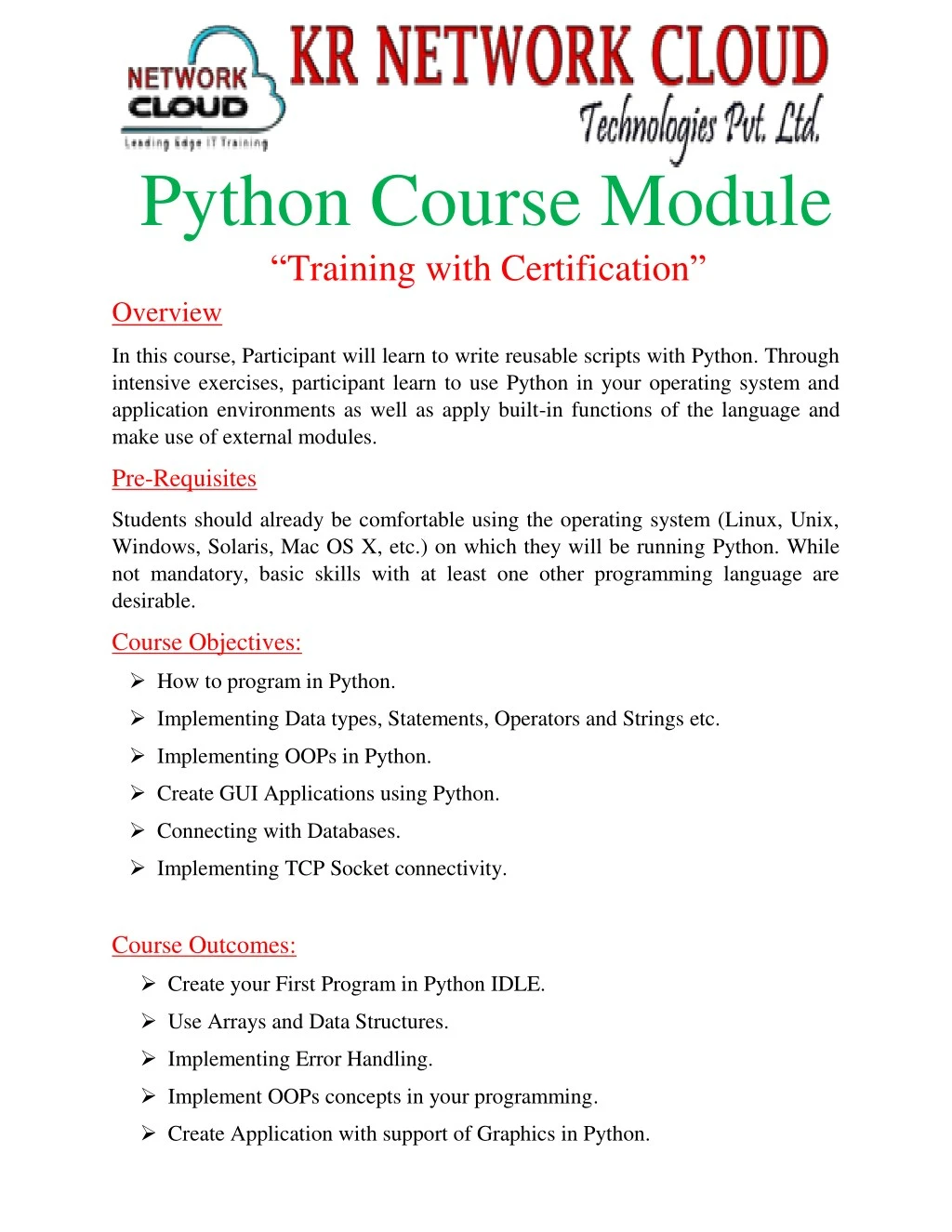 python course module training with certification