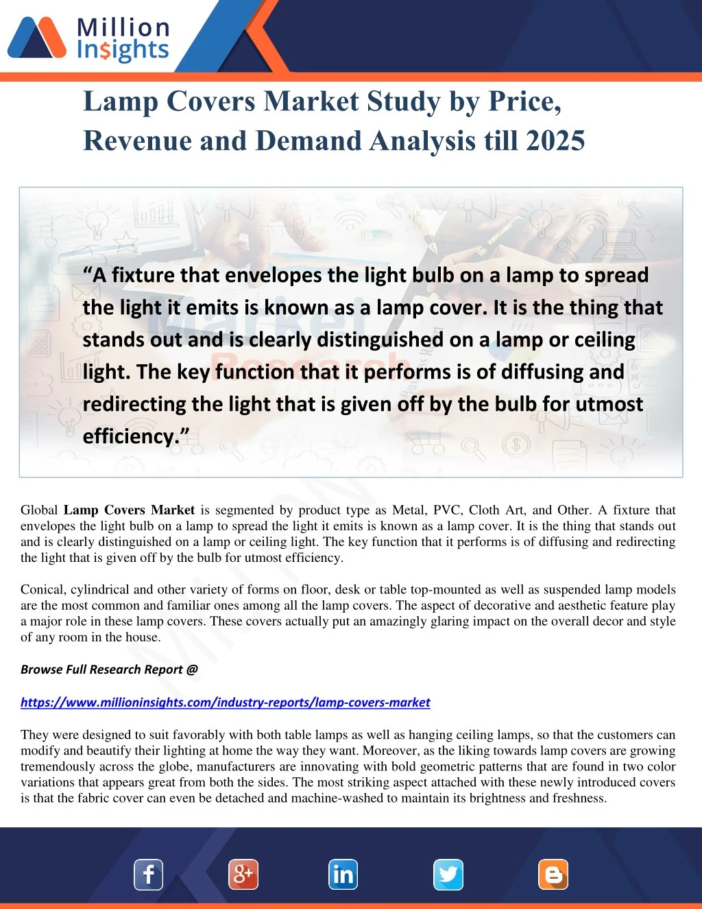 lamp covers market study by price revenue