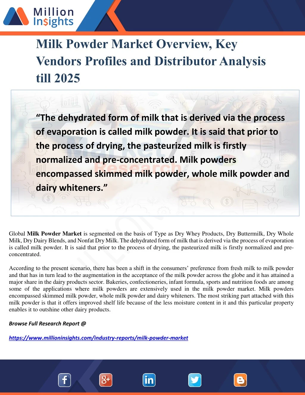 milk powder market overview key vendors profiles