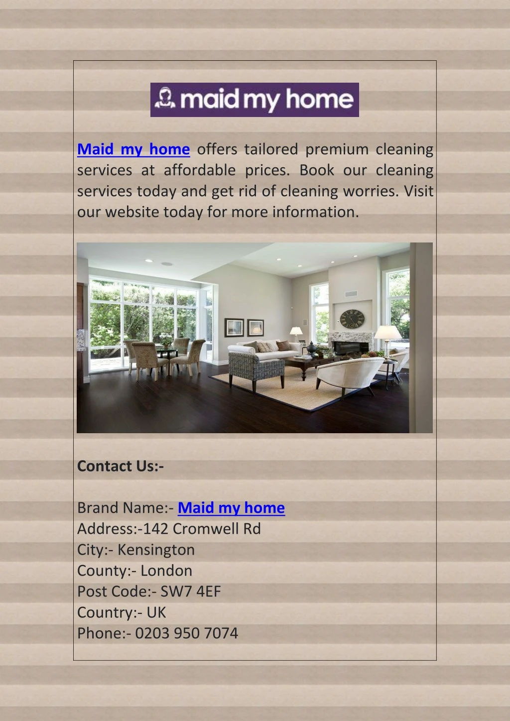 maid my home offers tailored premium cleaning