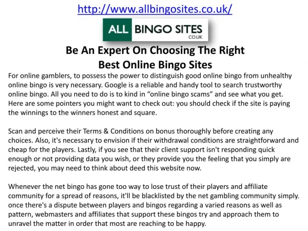 Be an Expert on Choosing the Right Best Online Bingo Sites