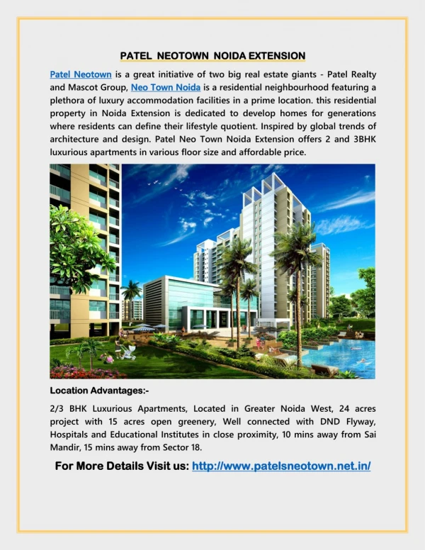 Patel Neotown residency in Noida Extension