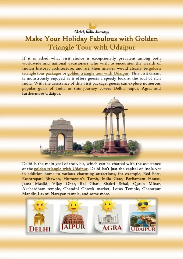 Make Your Holiday Fabulous with Golden Triangle Tour with Udaipur