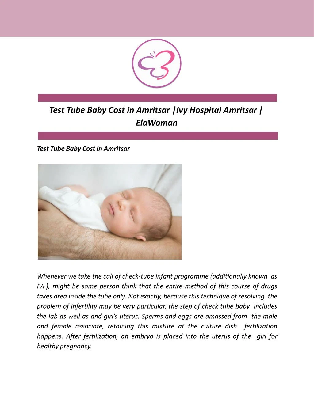 test tube baby cost in amritsar ivy hospital