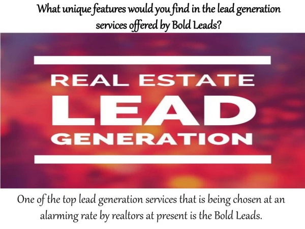 What unique features would you find in the lead generation services offered by Bold Leads?