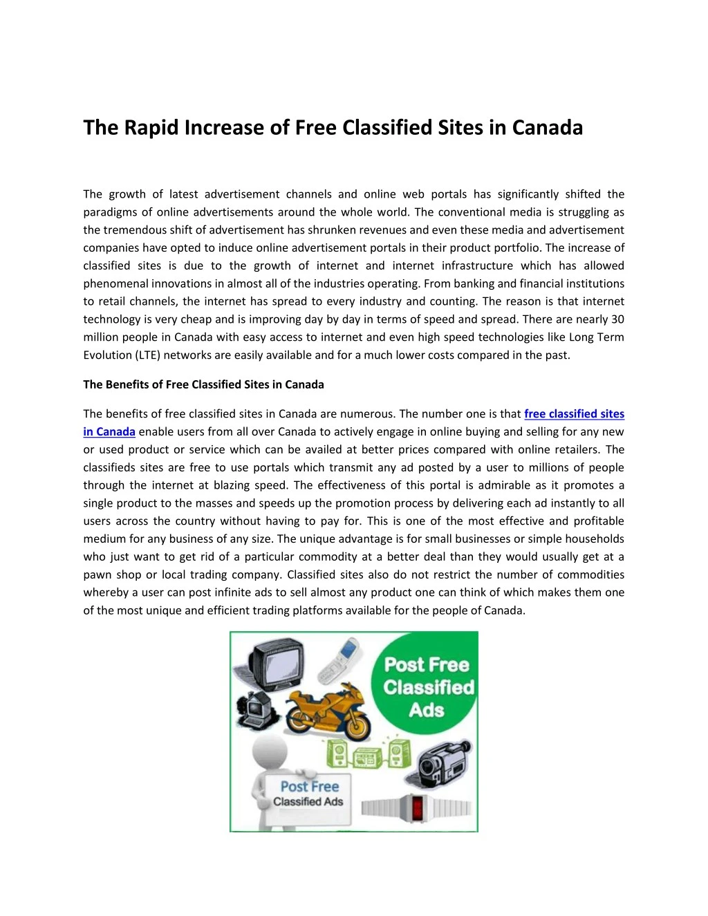 the rapid increase of free classified sites