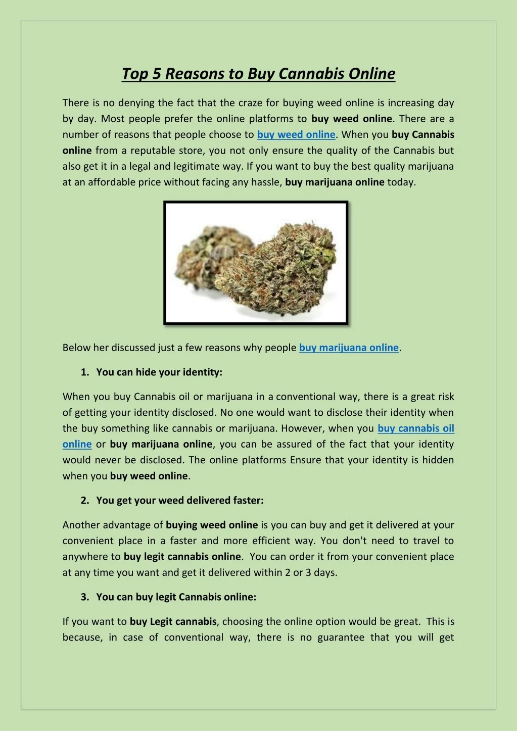 top 5 reasons to buy cannabis online