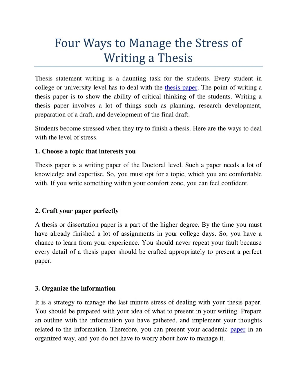 four ways to manage the stress of writing a thesis