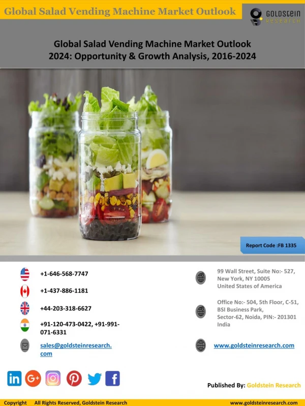 Global Salad Vending Machine Market Outlook 2024: Opportunity & Growth Analysis, 2016-2024