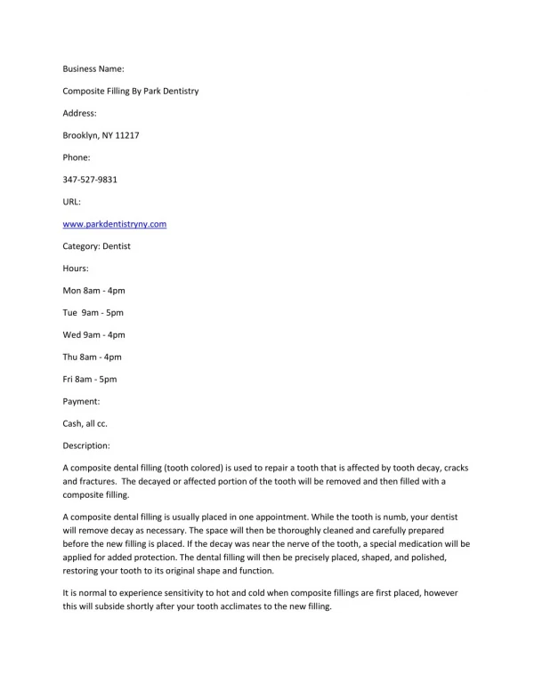 Composite Filling By Park Dentistry