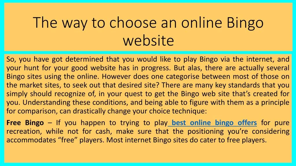 the way to choose an online bingo website