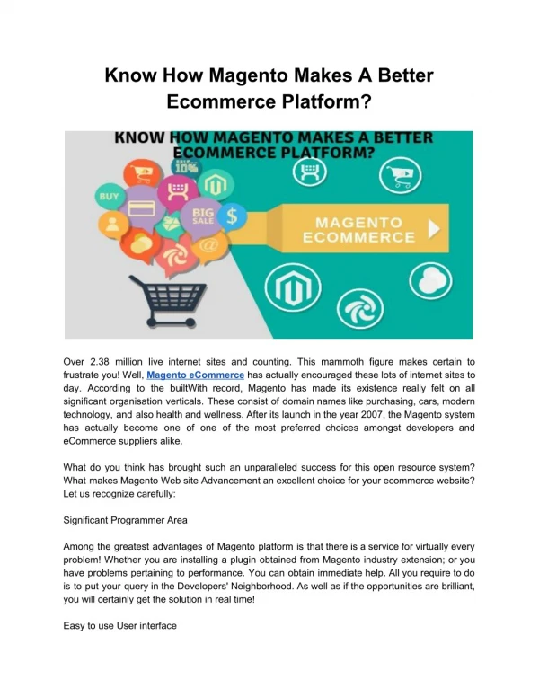 Know How Magento Makes A Better Ecommerce Platform?