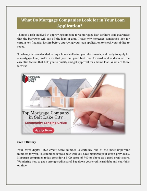 What Do Mortgage Companies Look for in Your Loan Application?