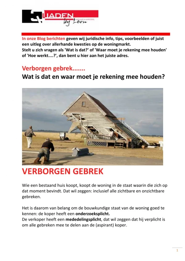 Wat is een verborgen gebrek?