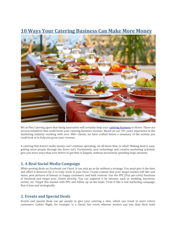 10 Ways Your Catering Business Can Make More Money