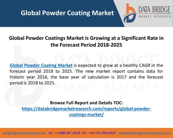 Global Powder Coatings Market is Growing at a Significant Rate in the Forecast Period 2018-2025