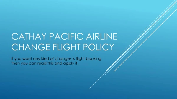 Cathay Pacific Change Reservation
