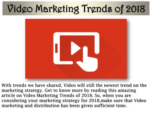 Get Video Marketing Trends Information at Video Factory