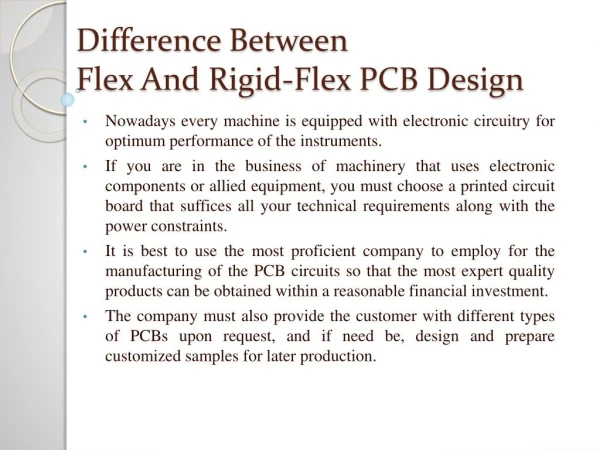 Difference Between Flex And Rigid-Flex PCB Design