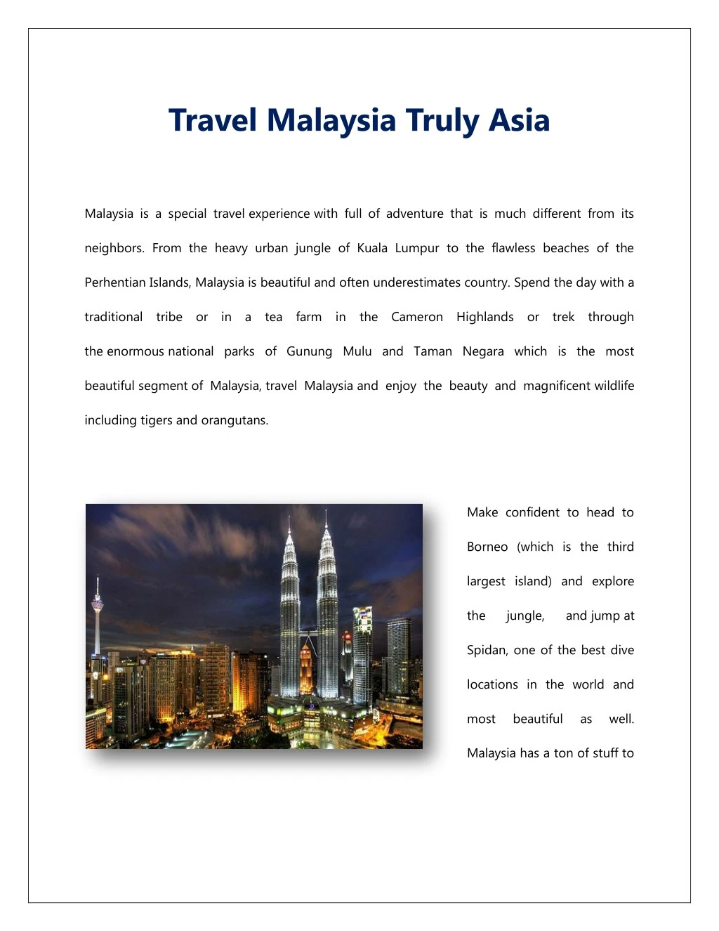 travel malaysia truly asia