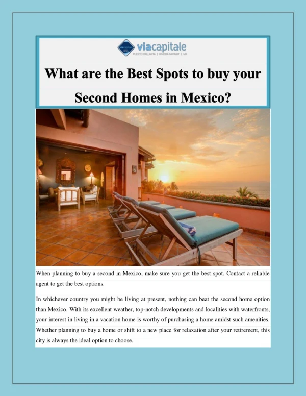 What are the Best Spots to buy your Second Homes in Mexico?