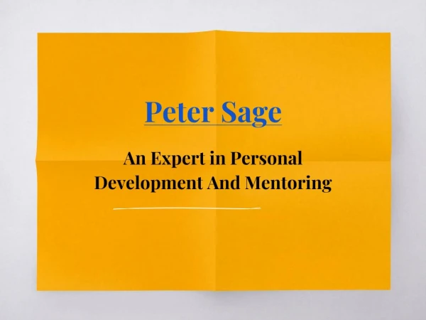 Peter Sage: A Renowned Public Speaker