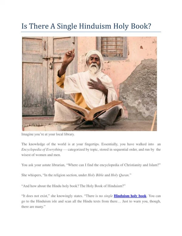Is There A Single Hinduism Holy Book?