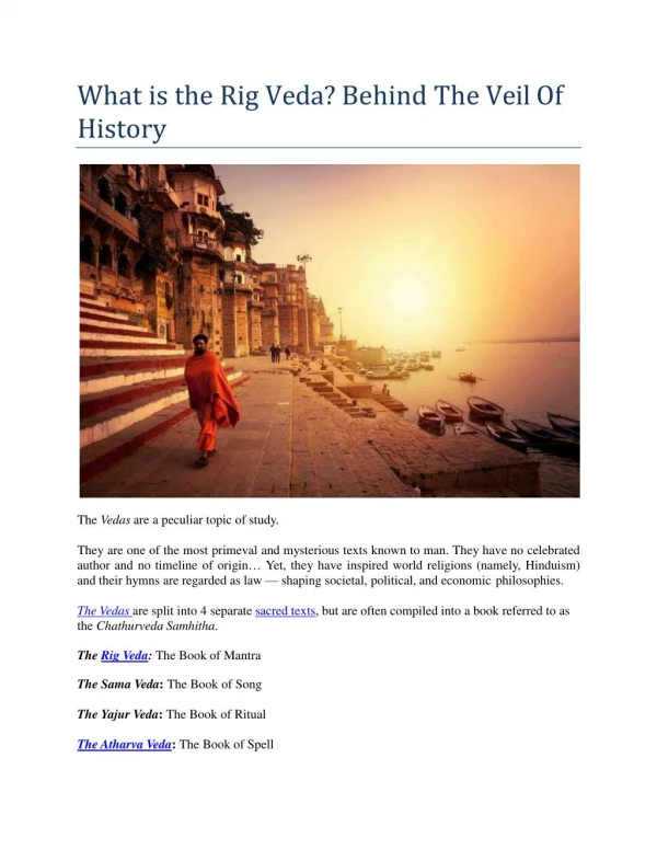 What is the Rig Veda? Behind The Veil Of History
