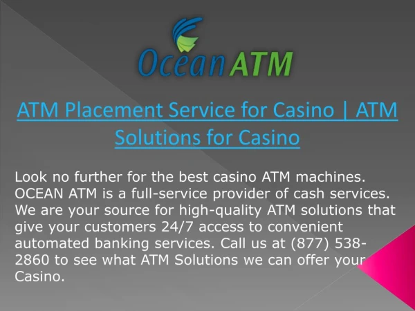 ATM Placement Service for Casino | ATM Solutions for Casino