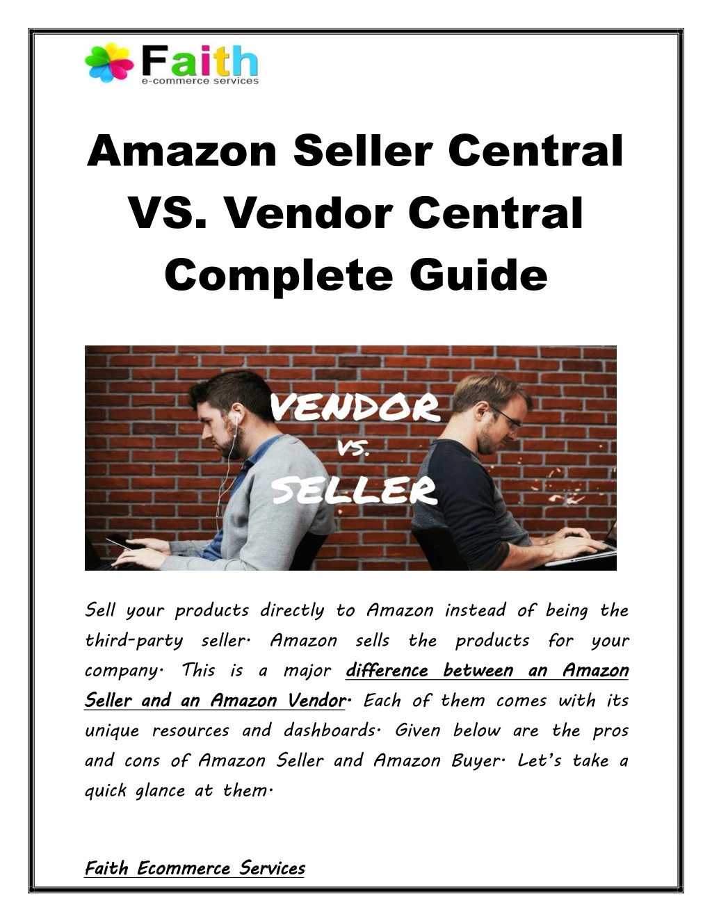amazon seller central vs vendor central complete