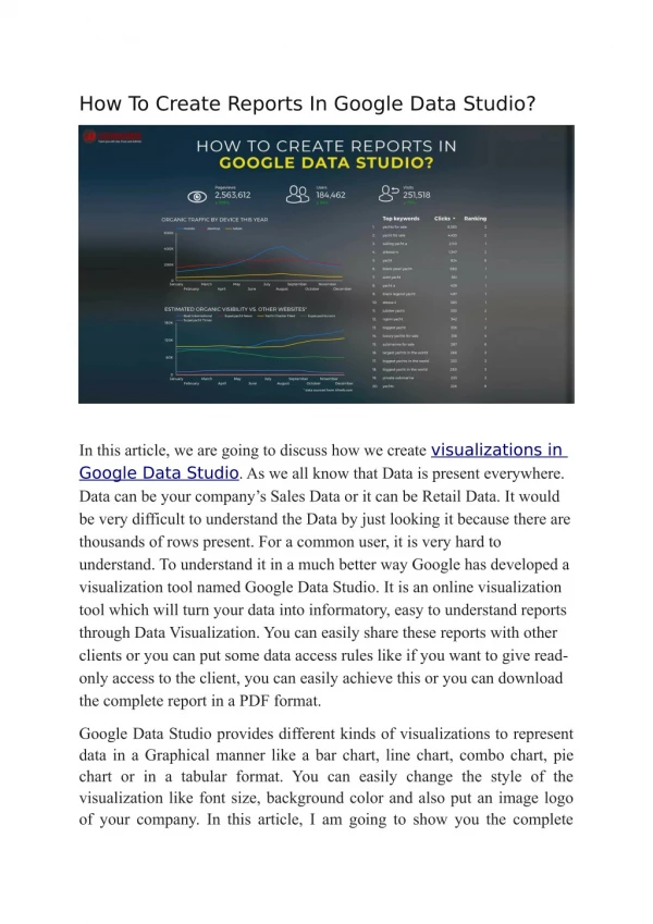 How To Create Reports In Google Data Studio?