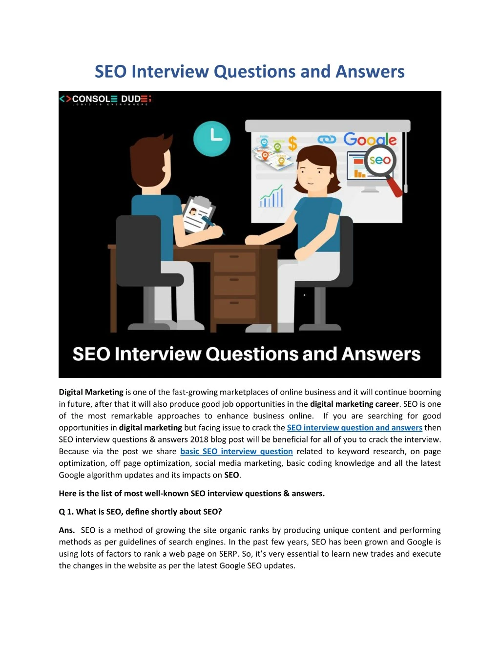 seo interview questions and answers