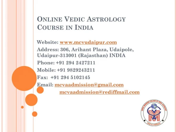 Online Vedic Astrology Course in India