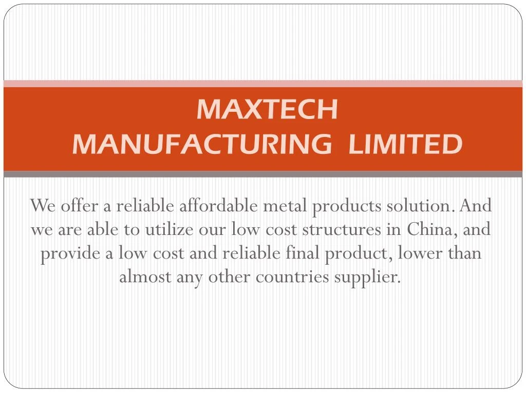 maxtech manufacturing limited