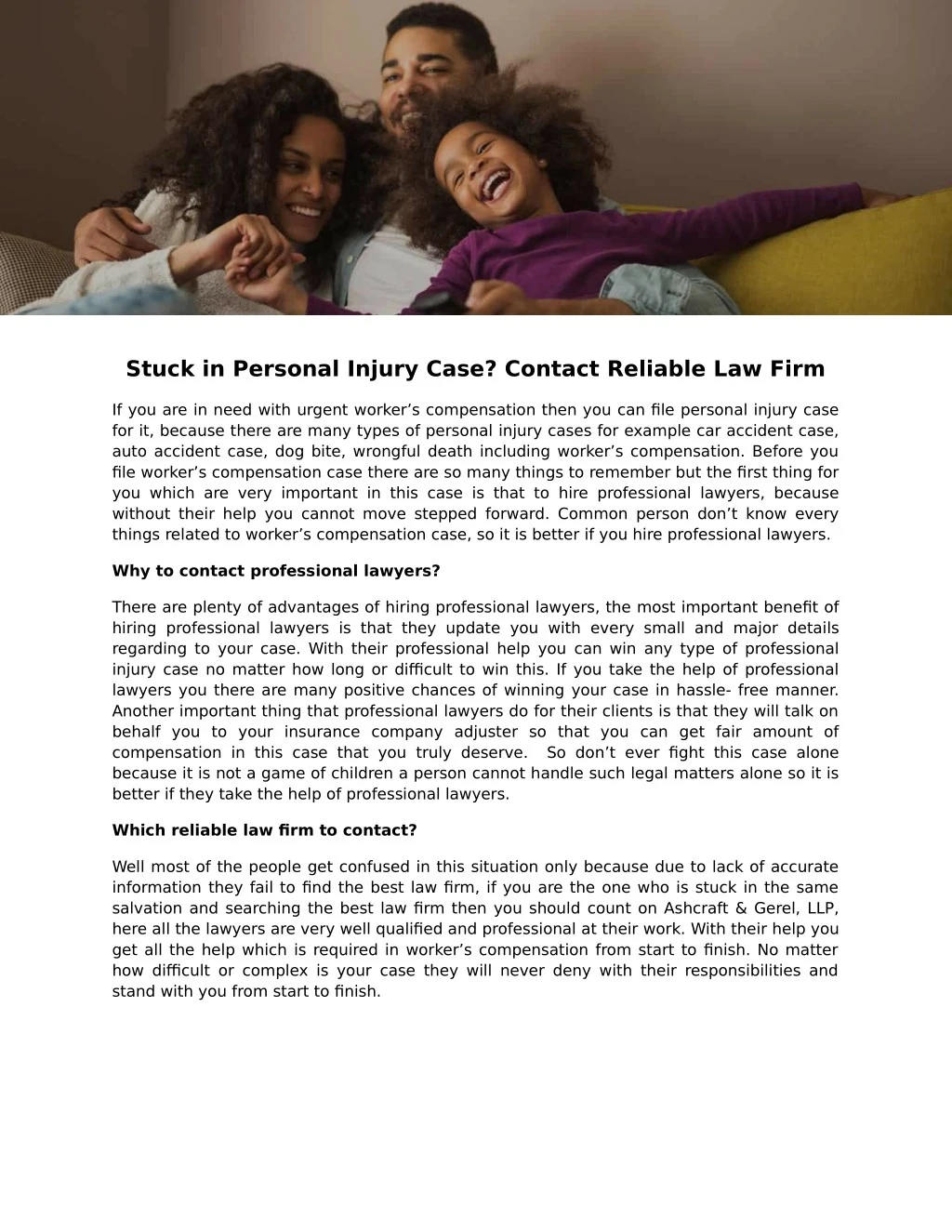 stuck in personal injury case contact reliable