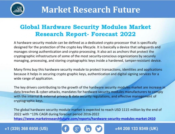Hardware Security Modules Market Comprehensive Research Study, Historical Analysis and Growth Rate 2022