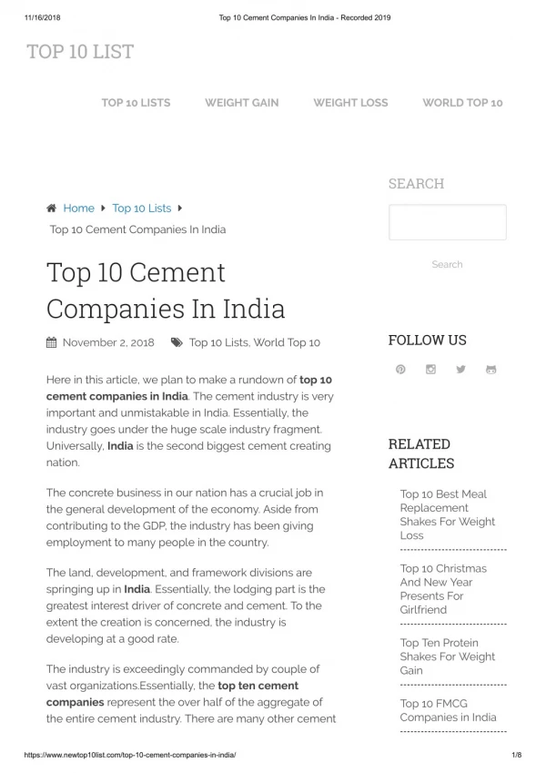 the top ten cement companies