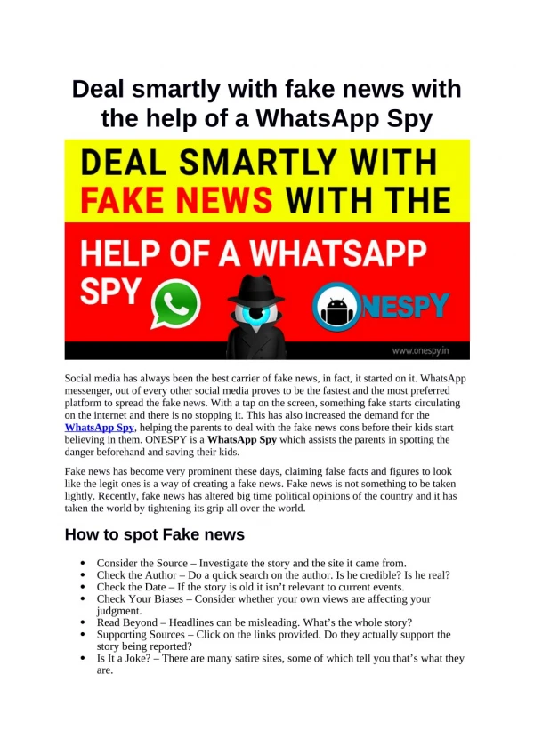 Deal smartly with fake news with the help of a WhatsApp Spy