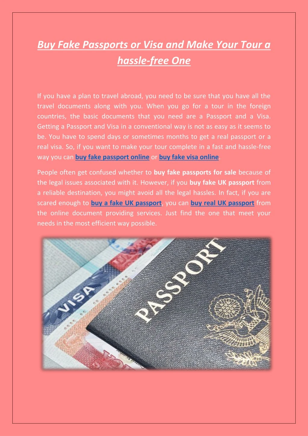 buy fake passports or visa and make your tour
