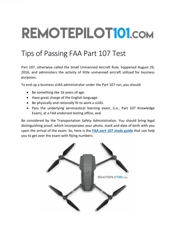 Tips of Passing FAA Part 107 Test