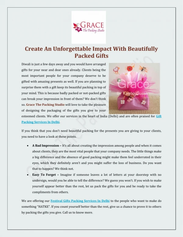 Create An Unforgettable Impact With Beautifully Packed Gifts