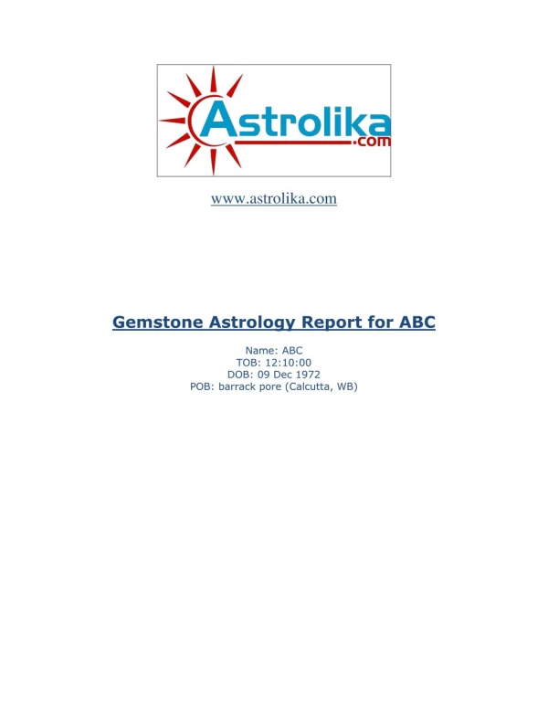 Gemstone Astrology Report